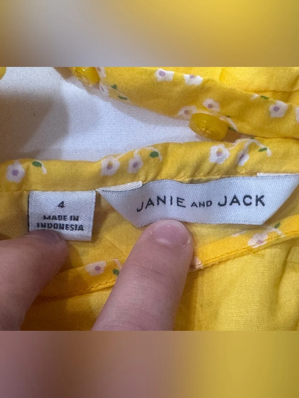 Janie and Jack Yellow Floral Cotton Bubble Romper Sunsuit Ruffle Size 4 4T⁠